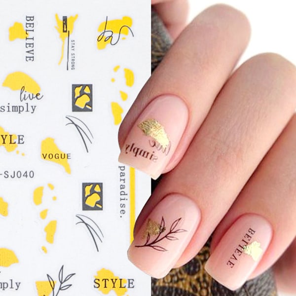 12 Ark Nagelkonst Dekaler Självhäftande Nagelkonst Tillbehör för Nagel DIY Dekoration Tillbehör