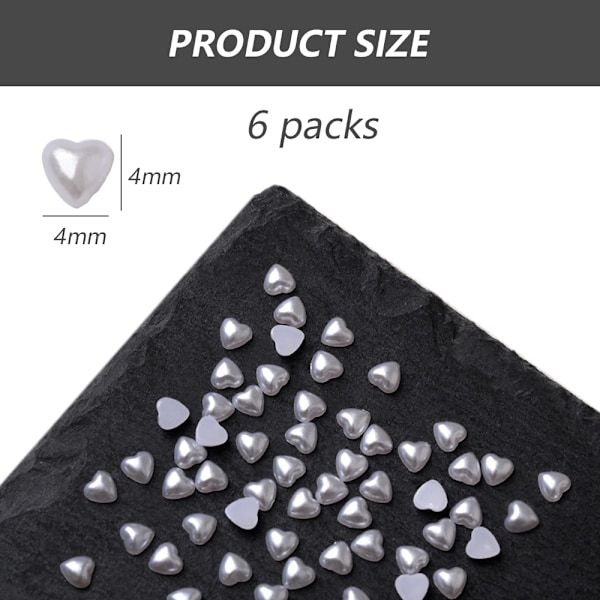 6 Påsar 1200 st Vita Nagelcharms Platta Baktill Hjärta/Kvadrat/Triangel/Diamant Flera Former 3D Nagelcharms Material Dekorationer för Nagelkonst DIY Hantverk