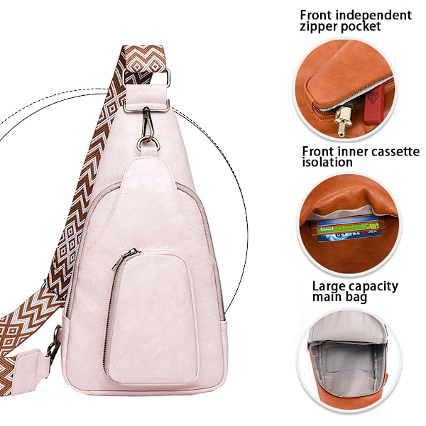 Slingväska för kvinnor, crossbody, PU-läder, liten slingväska, bröstväska, axelväska för resor, vandring