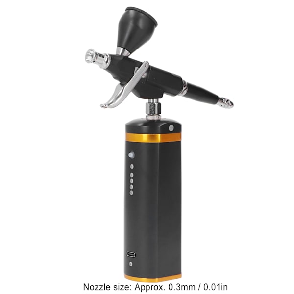Trådlös Laddningsbar Airbrush-Set Handhållen 0,01 tum 25PSI Svart Automatisk Spraypistol för Graffiti Tatuering