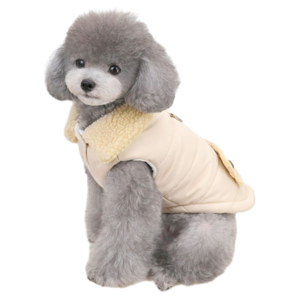 Vindtät hundvinterrock, hundjacka varm hundväst kallt väder husdjurskläder (Khaki)