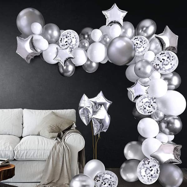 60 dele ballon sæt, 12 tommer sølvballoner metallisk latex[TT]