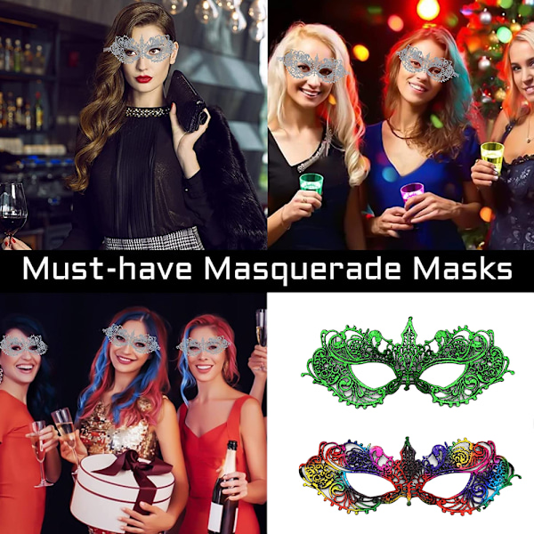 2 st Festliga Spetsmasker Halv Ansikte Styling och Sexig Kostymfestmask, Halloween och Baler