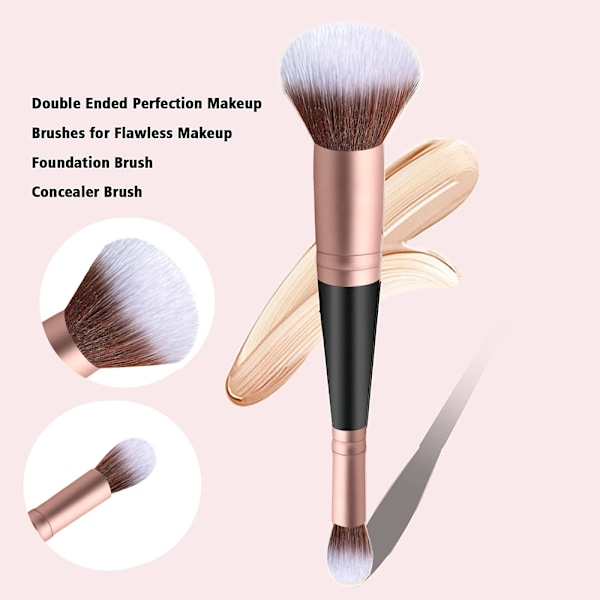 Foundationbørste til flydende makeup Dobbeltsidet foundationbørste & concealerbørste