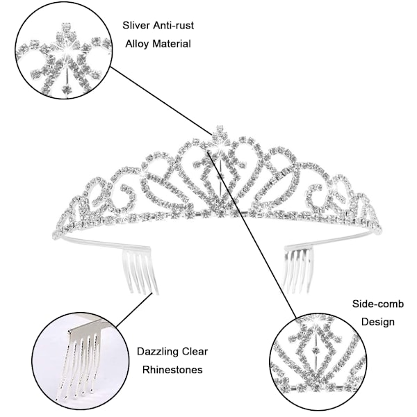 Kristallkronor och Tiaror med Kamm-Hårband för Flickor eller Kvinnor - Födelsedagsfest, Bröllop, Bal, Bröllop, Jul, Alla Hjärtans Dag