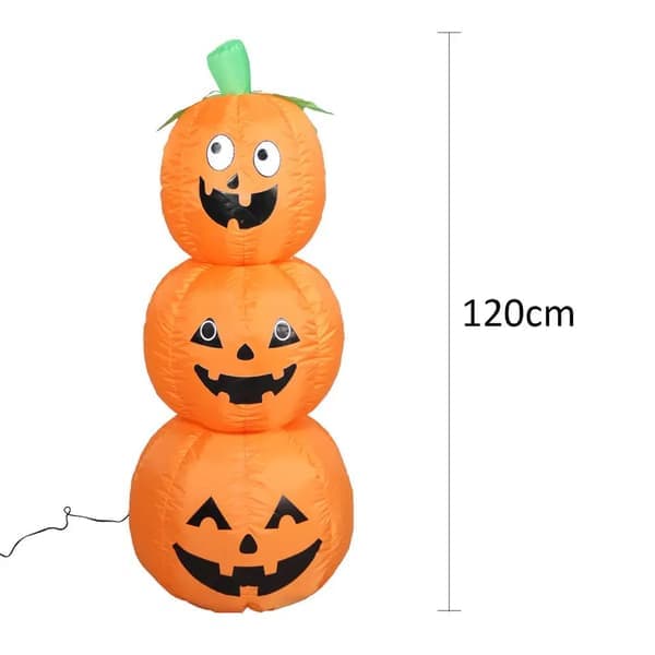 Oppustelig Halloween græskar lanterne - Gårdsdekoration med stablede græskar til have og udendørs brug