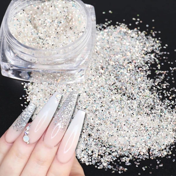 Holografiska nail art paljetter Glitter Kit 6 lådor 3D Naglar Glitter Metallic Glänsande Flingor Akryl Pulver Damm Paljetter för Nageldekoration