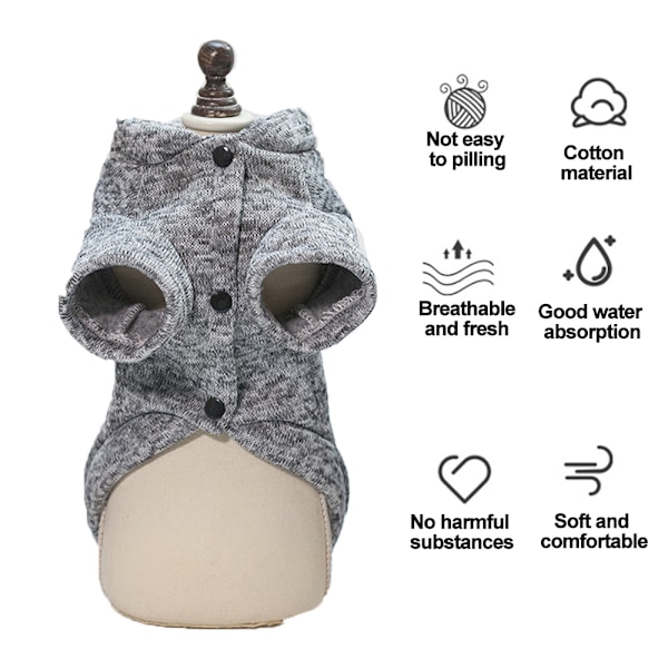 Hunde-Sweater til kæledyr, varm hundepj, blød kattesweater, hvalpeklæder, sweater til små hunde, vinterhundetrøje (Fiskeknokkel)