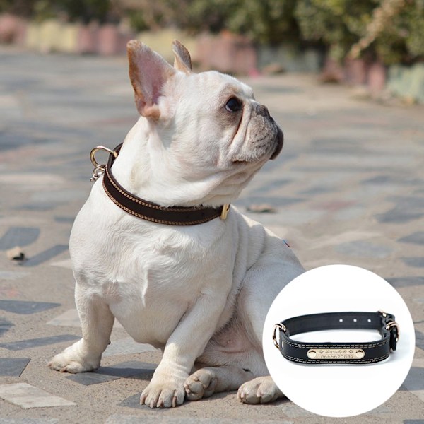 Nitar hundhalsband läder husdjurshalsband hund liten medium till stor hund klädd brun svart