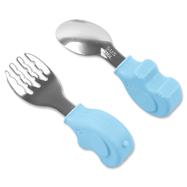 Småbarnsbestick Sked & Gaffel Set - BPA-fri - Barnbestick med silikonhandtag