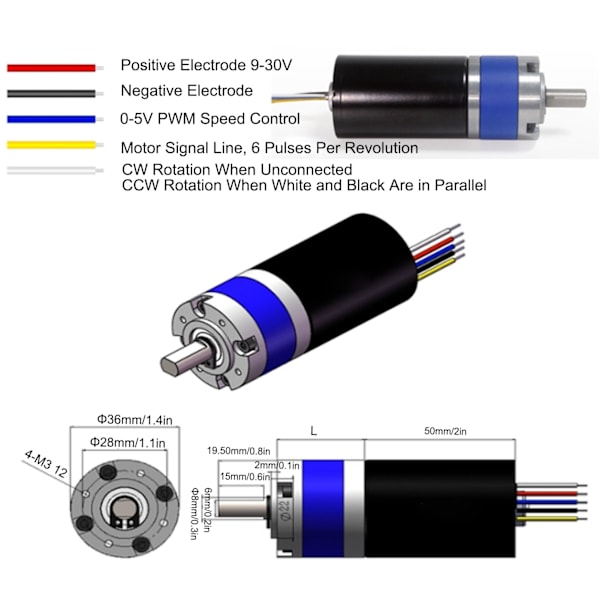 Växelmotor Hastighetsreducering Planetarisk Borstlös D-axel DC 12V Set Kit med Styrenhet 8RPM