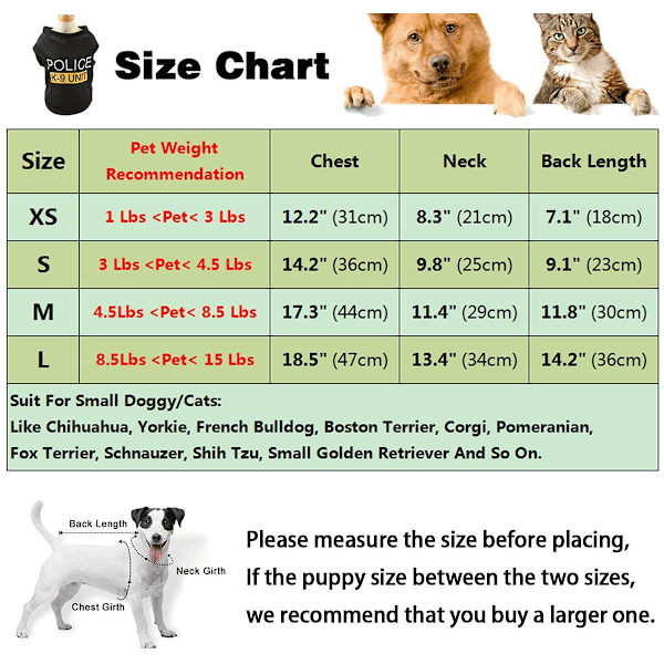 Hund T-shirt Husdjurspolis Hund Katt Kläder Sommarkostymer Valp Skjorta, Andningsbara Kläder Väst Kläder för Extra Små Medelstora Hundpojke och Flicka