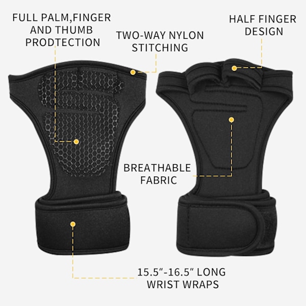 1 Par Ventilerade Viktlyftningshandskar med Inbyggda Handledsband, Fullt Handflateskydd & Extra Grepp, Perfekt för Pull-Ups, Crosstraining, Fitness för Män &