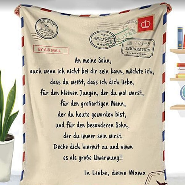 Brevfilt, Personlig Kärleksbrev Flanellfilt Till Min Son Från Mamma Särskilt Tillfälle Present, Vinter Varm Mjuk Brevfilt, Positiv