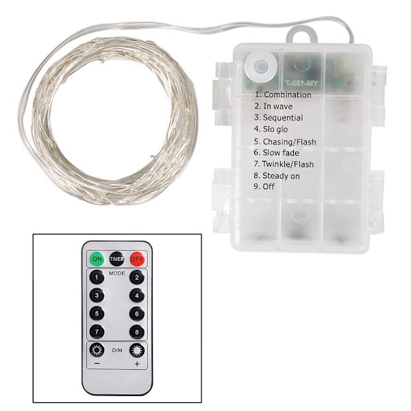 USB Koppartråds LED-ljusslinga med fjärrkontroll för festdekoration Ornament Lila 10m