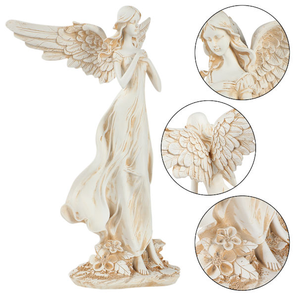 Angel Craft Harpiks Skulptur Figurer Statue Udskæring Statuer Til Hjemmedekorationer (Retro Hvid)