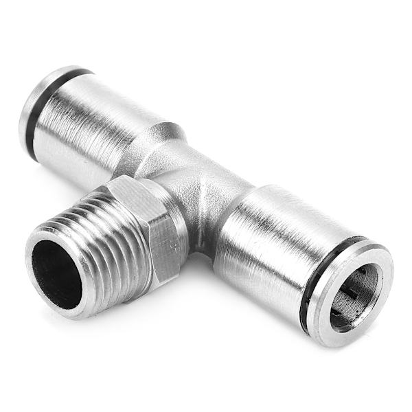 2 stk. All-kobber nikkelbelagte 8mm 3-vejs pneumatisk hurtigkobling + BSPP hantråd (1/4'')
