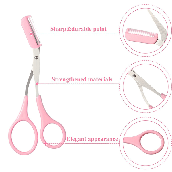3 st Eyebrow Trimmer Saxar med Kam, Eyebrow Shaping Cut Comb Halksäker Skönhetstillbehör