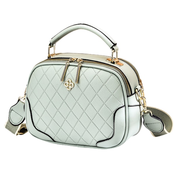 Ny enkel rutig damväska i konstläder, liten fyrkantig handväska, axelremsväska, crossbody