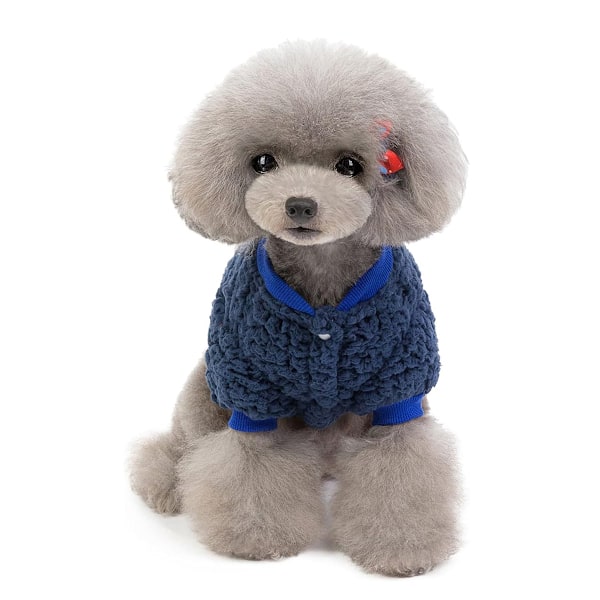 Liten hundtröja katt valp vinter varm kappa husdjur kallt väder mysig fleece kläder söt pullover tröja (blå)