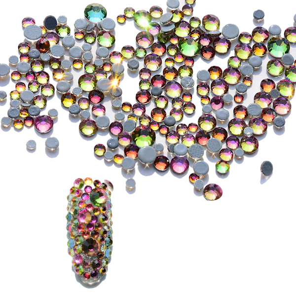 3000 Stykker Krystaller Negle Rhinestones Runde Perler Flatback Glass Charms Gems Steiner - 6 Størrelser
