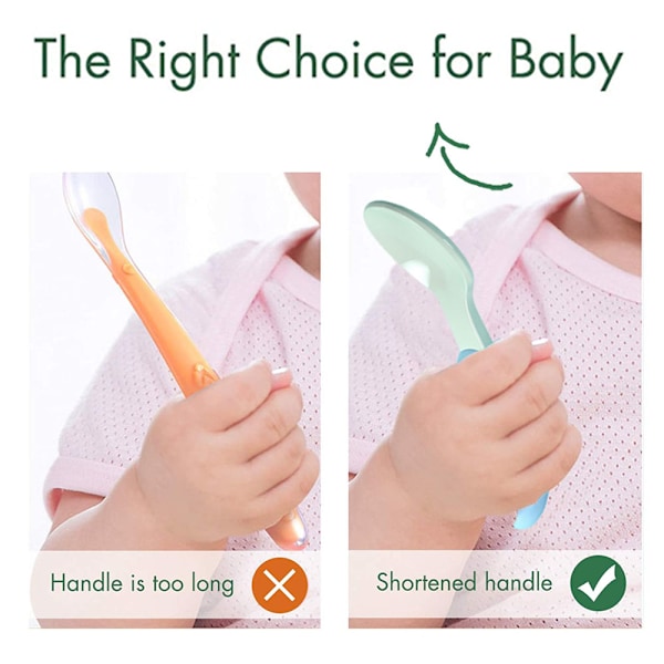 Ny baby-spiseskje med kort håndtak spork silikon spork bestikk for barn
