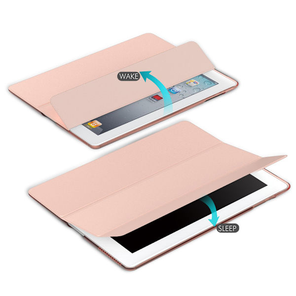 Fodral för iPad 2 / 3 / 4 - Ultralätt Smalt Smart Skal Stativskydd med Genomskinligt Frostad Bakskydd (Med Automatisk Väckning / Sömn) Rose Gold