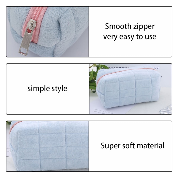 Plush sminkväska Kosmetikväska för kvinnor, dragkedja Stor enfärgad reseväska för toalettartiklar Reseväska för smink Toalettväska Tvättsväska