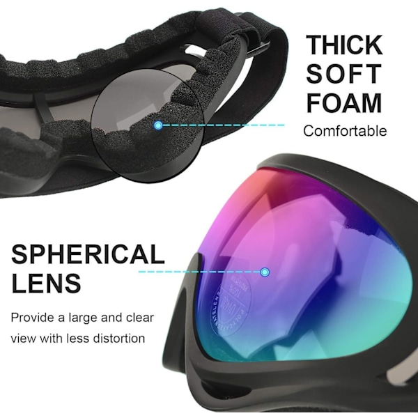 Skibriller, 2-pack, Snowboardglasögon för barn, pojkar & flickor, ungdomar, män & kvinnor, hjälmkompatibla med UV 400-skydd, vindbeständiga