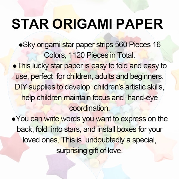 1120 Ark Origamipapir Stjerner DIY Håndværk Origami Lykke Stjerne Papir Foldning Origami Stjerne Papir Strimler til Papir Kunst Håndværk