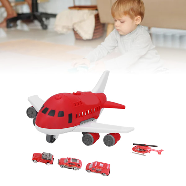 Airplane Toy Set DIY Assembly Transport Plane Cargo Model Toy with Helicopter Car ToyRed