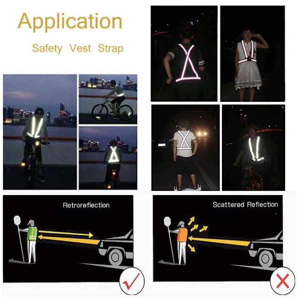 Reflekterande Väst Säkerhetsutrustning Hög Synlighet & Fullt Justerbar med 2 Reflekterande Armband för Löpning Jogging Cykling Promenader på Natten
