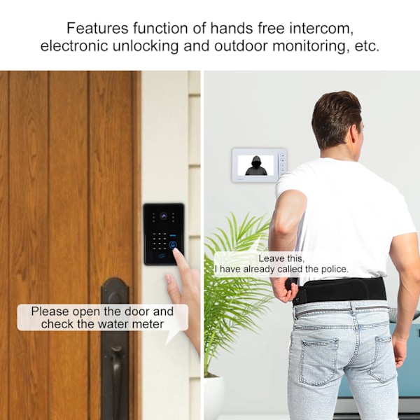 7 tum LCD-monitor Intercomkamera Videodörrtelefon Dörrklocka Access Control System 110-240V (UK)