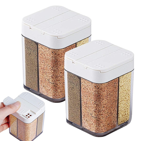 4 i 1 plast salt- och pepparshaker - Krydddispenser med justerbara hål Transparenta resor, kryddask Kryddor för campinghem