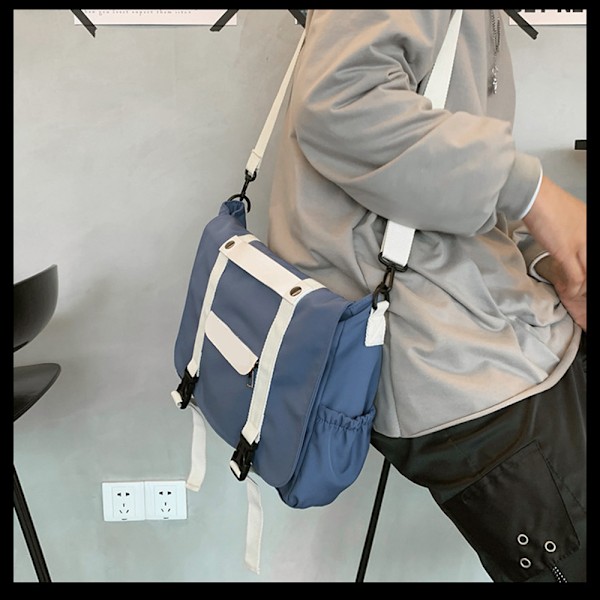 Canvas axelväska, avslappnad crossbody-väska för högskolestudenter