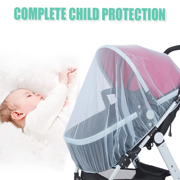 Myggnät för barnvagn - 3-pack Hållbart Myggnät för Barnvagn - Myggnät för Barnvagnar, Vaggor, Spjälsängar, Lekhagar och Bärbara Minispjälsängar