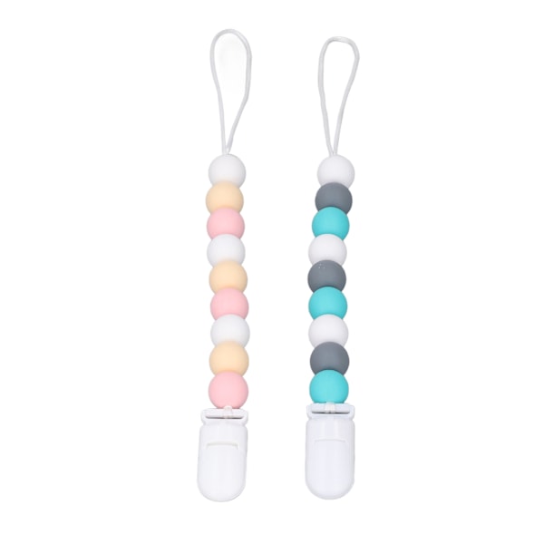 2 st Babynapphållare i Silikon, Enstycks Pärlor, Napprem, Hållare, 24 cm Lång, för Babyshower, Födelsedag, Jul