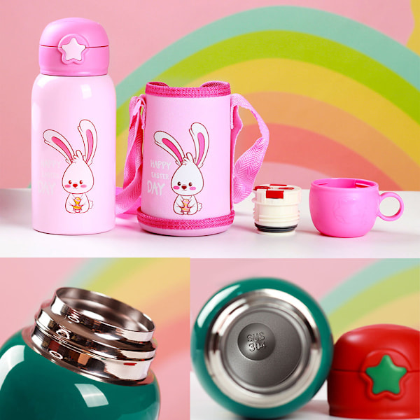 Småbarns Sippy Cup med Straw, Zoo Rustfritt Stål Straw Bottle