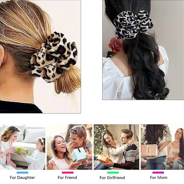 10 st Leopardmönstrade Scrunchies Hårband för Kvinnor Hästsvans Hår Scrunchy Hårtillbehör Present till Flickor