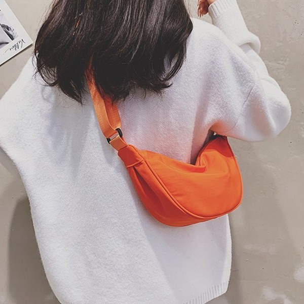 Crossbody Tasker Trendy Sling Nylon Halvmåne Punge og Håndtaske Dumpling Taske (sort,grøn,hvid,orange)