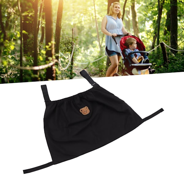 Babyvogn Oppbevaringsorganisator Nylon Justerbar Stropp Barnvogn Oppbevaringsorganisator for Reise Svart