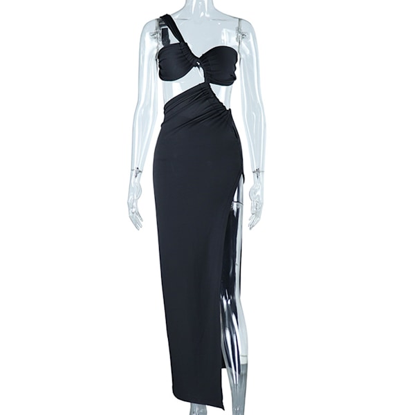 Kvindes Solid Bryst Wrap Hals Maxi Kjole Lang Rygløs Elegant Casual Streetwear Festtøj Dame Skørt