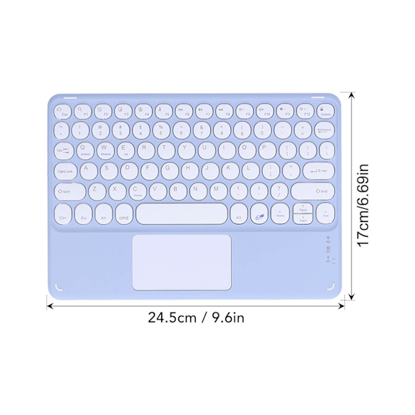 Trådlöst tangentbord med rundade tangenter Ergonomisk design Ultratunt Smart Touch Trådlöst tangentbord för surfplattor Bärbara datorer Lila