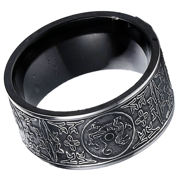 Rostfritt stål ring antik 4 väktare odjur, drake, vit tiger, suzaku, basalt snidning