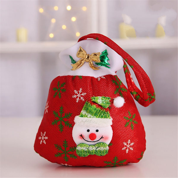 Trendig Tyg Julpåse Handväska för Äpple Godis Liten Present (Snöflinga)