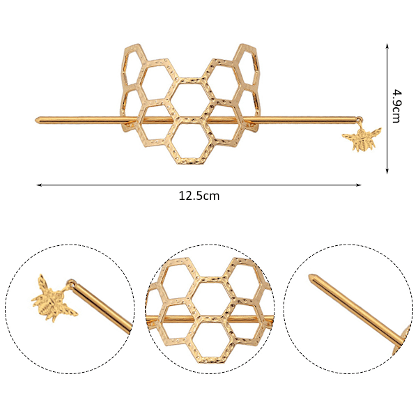 Metallinen hiusneula Haarukkahiusneula Ontto geometria mehiläinen hiusneula Hiusneula nutturan pidike Hiuskorut naisille tytöille