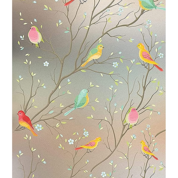 Color bird electrostatic glue-free glue-free glass film white