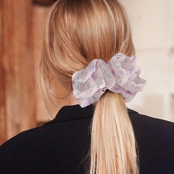 4 stk. store garn ansigt blomster hår cirkel slips hår dekoration hår slips hår slips hestehale elastik