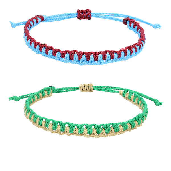 2 stk Tofarget flettet håndtau armbånd for kvinner menn gutter jenter, justerbart flettet tau armbånd