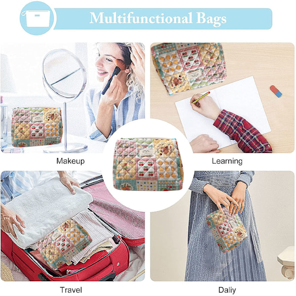 Reise Sminkepung Tote Canvas Landlige Blomster Blomstertrykk Blyantveske